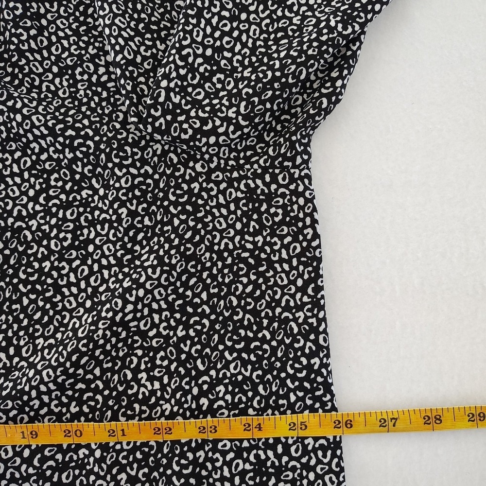 Nine West Womens XXL Black White Animal Print Split V-Neck Long Sleeve Blouse - Picture 5 of 9
